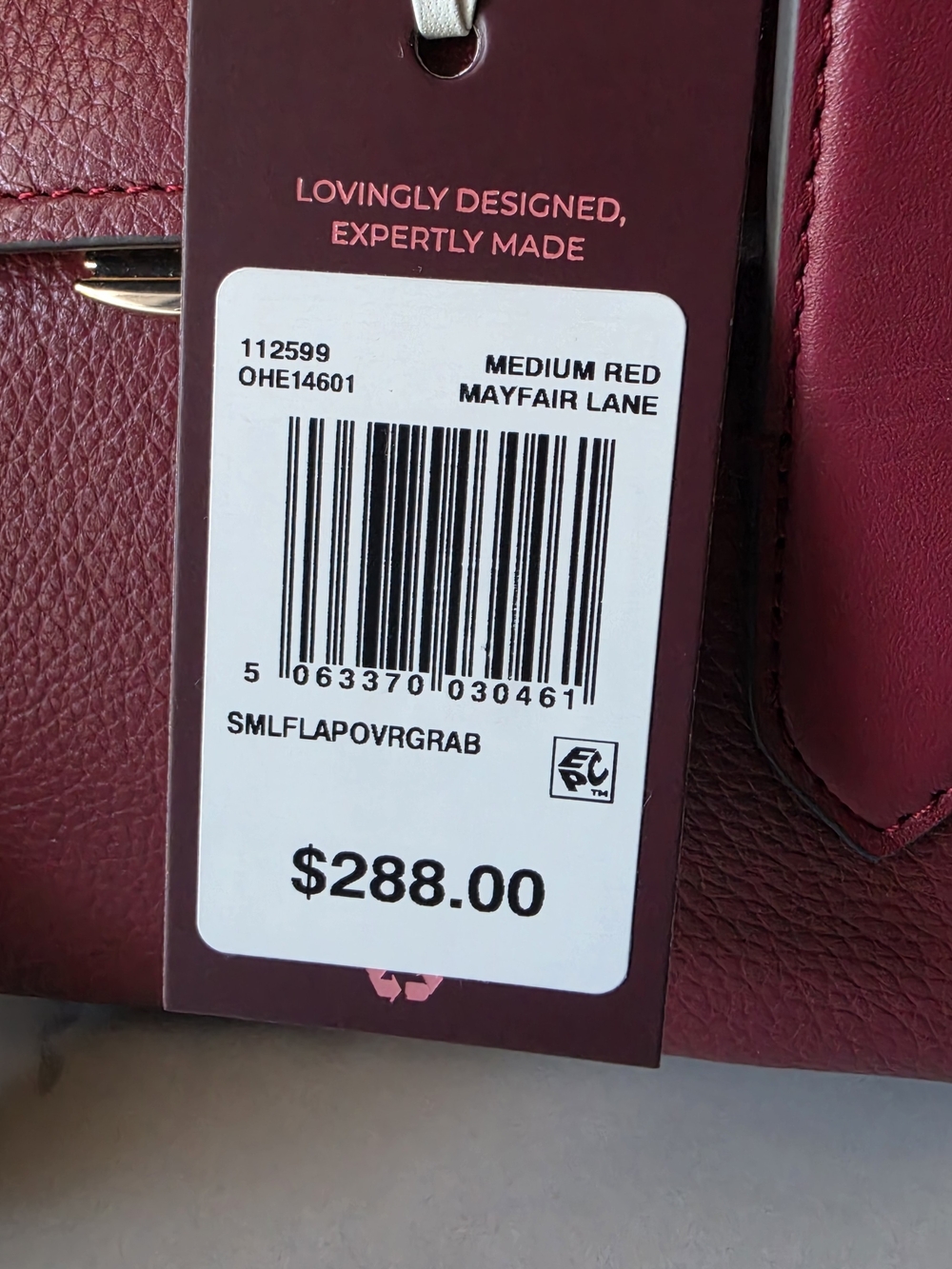 Radley London Mayfair Lane Medium Red / Burgundy Small Leather Flap Grab Bag NWT